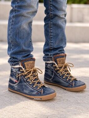 Diesel kids denim high top shoes